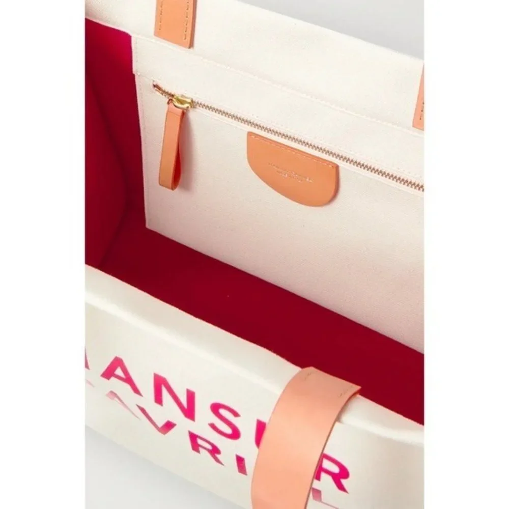 Mansur Gavriel $495 Logo Signature Shopper Printed Cotton Canvas Tote Bag NWT